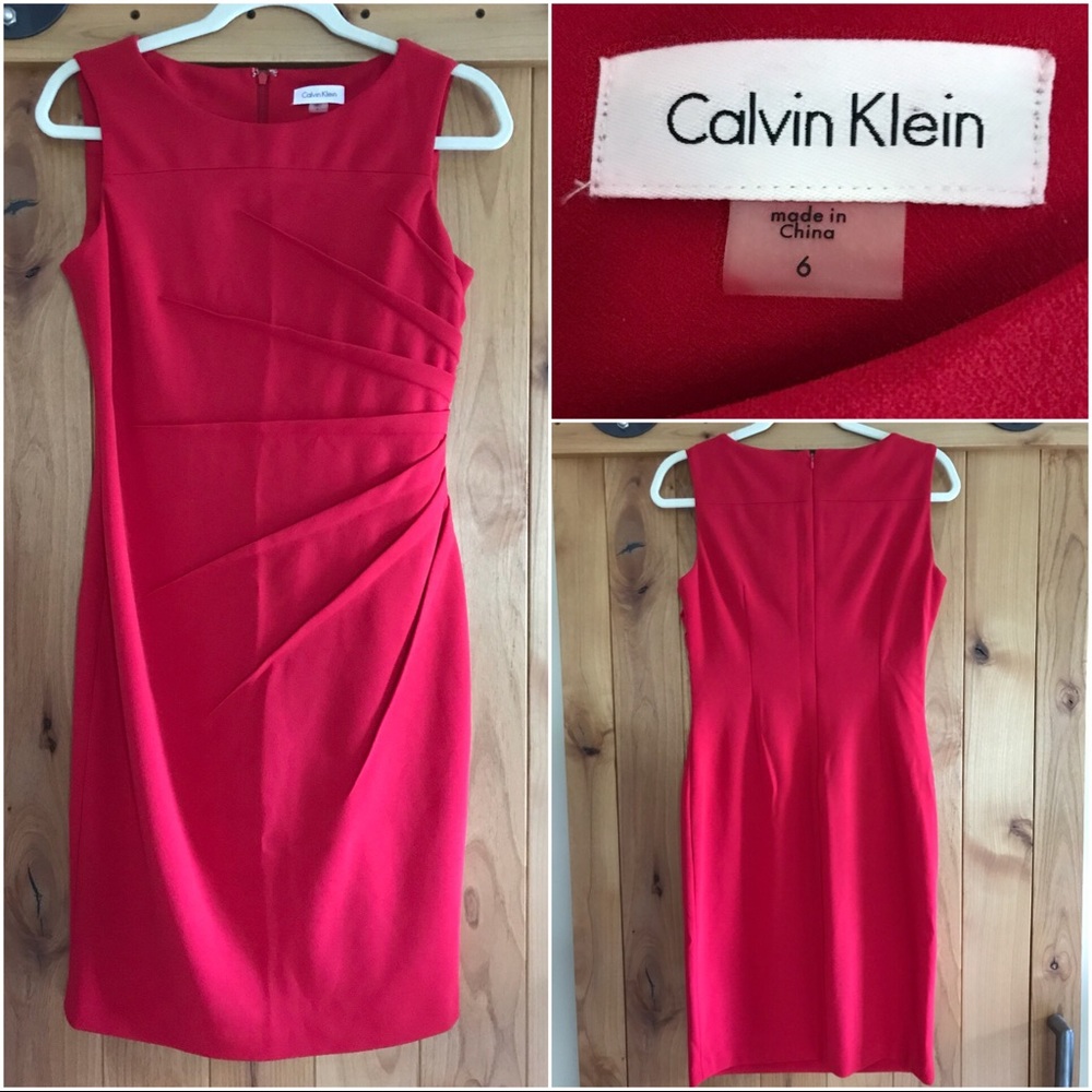 Calvin Klein Sheath Starburst Dress Red - 6